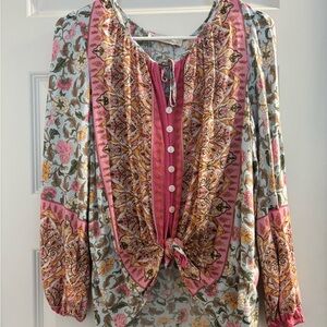 Floral Pink and Cream Women's Top